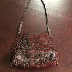b. may Large Strappy Pouch, Embossed Burgandy Croc